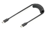 Digitus USB-C - USB-C čierna / Špirálový nabíjací kábel / USB PD 60W / 480 Mbit/s / 1m (AK-300431-006-S)