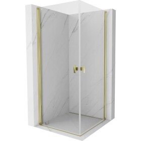 MEXEN/S - Mist-B Duo sprchovací kút dvere krídlové 90 x 90, transparent, zlato 8A2-090-090-50-00