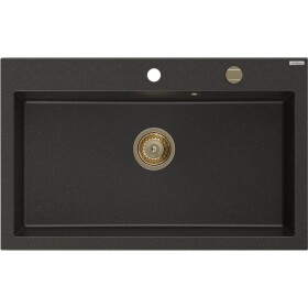 MEXEN/S MEXEN/S - Elix granitový drez 1-miska 800 x 500 mm, čierna/zlatá metalik, sifón zlatá 6527801005-75-G