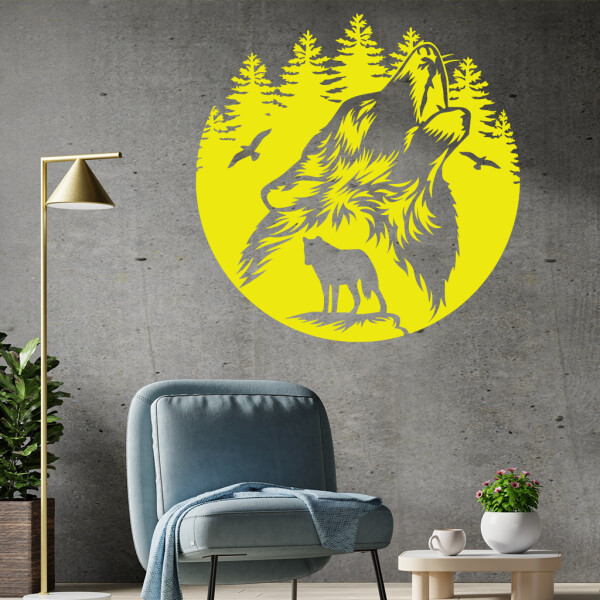 Veselá Stena Samolepka Vlci Farba: žltá, Veľkosť: 60 x 60 cm