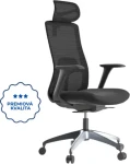 Mercury WISDOM tmavo šedá / Ergonomická kancelárska stolička / Nosnosť 150 kg / Synchrónna mechanika / Sieťované operadlo