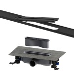 SET Sprchový žľab Kaldewei Flowline Zero 90 cm nerez čierna mat a odtoková súprava FlowDrain Regular 940000010676+687744800000 KALDEWEISET10