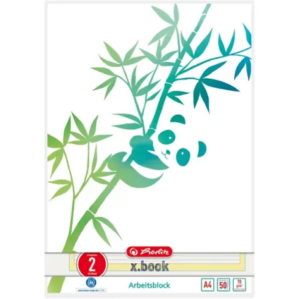 Herlitz Školský zošit 444 / Linkovaný 02 / 50 listov / Panda (50039906)