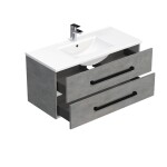 Kúpeľňová skrinka s čiernou úchytkou a umývadlom SAT Cube Way 100x53x46 cm betón mat CUBE46C1002BEMOD CUBE46C1002BEMOD