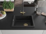 MEXEN/S MEXEN/S - Pedro granitový drez 1-miska 560 x 460 mm, čierna/strieborná metalík, sifón čierna 6508561000-73-G