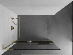 MEXEN/S - Kioto+ L Sprchová zástena WALK-IN s poličkou a držiakom uterákov 100 x 200, transparent, zlatá 800-100-123-50-00