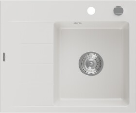 MEXEN MEXEN - Ben granitový drez 1 s odkvapkávačom pravý 600 x 500 mm, biela, sifón chróm 6523605000-20