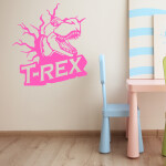 Veselá Stena Samolepka Dinosaurus T-REX Farba: ružová, Veľkosť: 60 x 65 cm