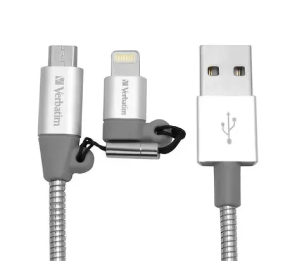 Verbatim 48869 Dátový kábel Lightning/MicroUSB/USB-A 1m strieborná (48869)