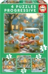 Educa Puzzle Králičie mesto 4v1