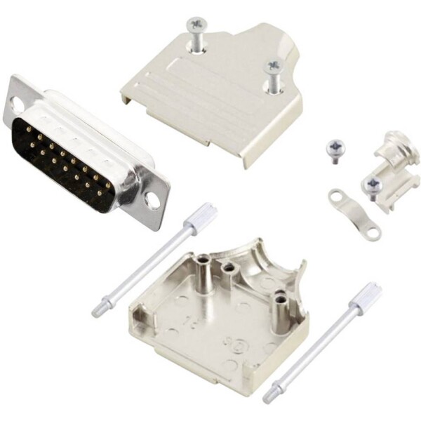 MH Connectors MHDM15-DB15P-K sada D-SUB kolíkové lišty 180 ° Pólov: 15 spájkovaný 1 ks; MHDM15-DB15P-K