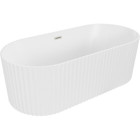 MEXEN/S - Paola voľne stojaca vaňa reliéf 170 x 80, biela mat, sifón a prepad nikel kartáčovaný 52721708001-97