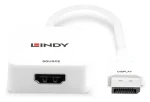 Lindy 38303 biela / Prevodník / HDMI 2.0 na DisplayPort 1.2 / 4K 60Hz / aktívny (38303)