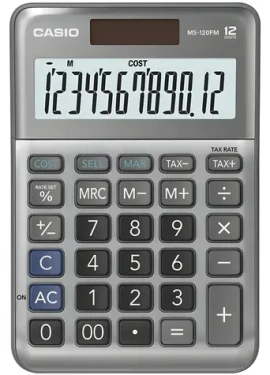 Casio MS-120FM / Stolová kalkulačka / 12-miestny displej / Výpočet DPH a marže / Solárne a batériové napájanie (4549526615436)