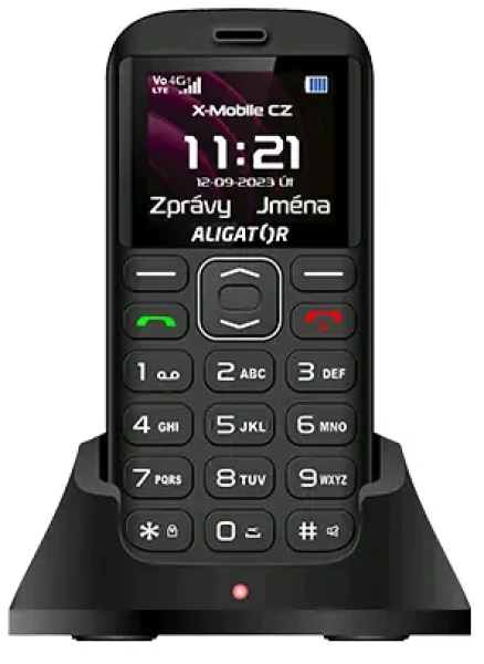 Aligator A720 4G Senior čierna / 1.8 TFT / SOS tlačidlo / nabíjací stojan / SOS lokátor / FM rádio (A720B)