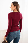 Dámský viskózový svetr s kulatým výstřihem a model 21412196 střihem bordový - K-Fashion Velikost: UNI