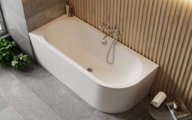 BESCO - Voľne stojaca vaňa AVITA A-LINE biela, sifón s napúšťaním prepadom - Farba sifónu - Zlatá, Rozmer vane - 170 × 75 cm, Spôsob prevedenia - Ľavé VANAVITAL17LZN