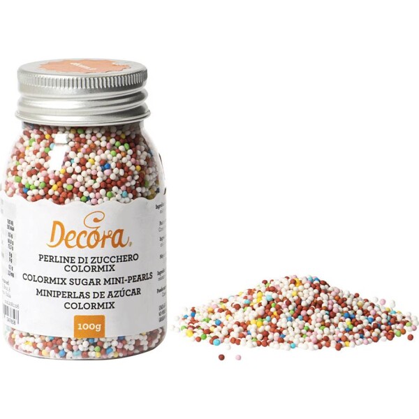 Cukrové zdobenie mini perličky 1,5 mm farebné, 100 g - Decora