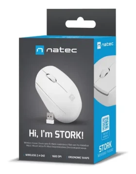 Natec Stork biela / Myš / Optická / Bezdrôtová USB / 1600 DPI / 3 tlačidlá (NMY-2188)