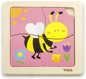VIGA Drevené puzzle Včela 4 dieliky