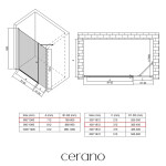 CERANO - Sprchové krídlové dvere Antelo s pevnou časťou L/P - 6 mm - chróm, transparentné sklo - 120(80+40)x190 CER-435833