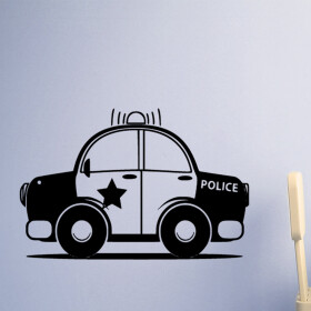 Veselá Stena Samolepka Autíčko policajné Farba: černá, Veľkosť: 60 x 39 cm