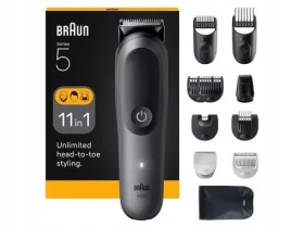 Braun MultiGroom AIO5560 tmavo šedá / multifunkčný zastrihávač vlasov fúzov / rýchle nabíjanie / Li ION batéria (AIO5560)