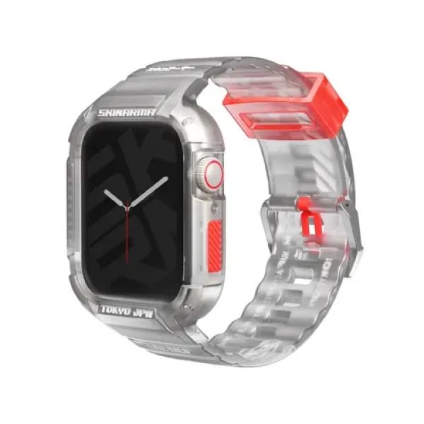 SKINARMA silikónový remienok a ochranné púzdro pre Apple Watch 45/44 mm číra (8886461243420)