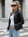 Dámska kožená bunda TY5455 black - FashionStreet XL