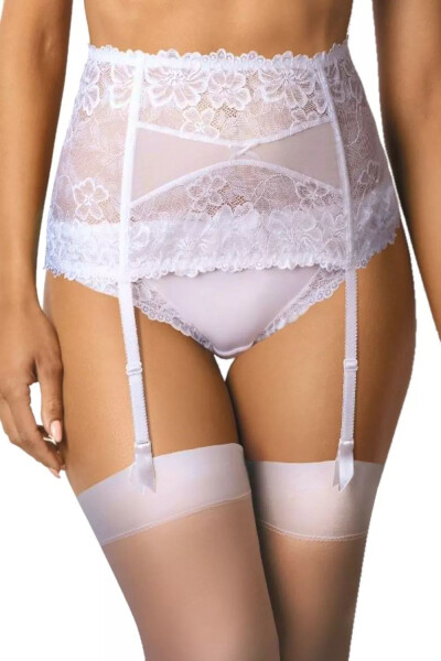 Dámsky podväzkový pás 053/3 Carmela biely - MAT Bílá M