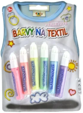 CREATOYS Farby na textil perleťové 6 ks / Výtvarná sada / od 3 rokov (FBP076B)