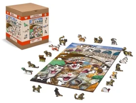 Wooden City Drevené puzzle Mačiatka v Benátkach 2v1