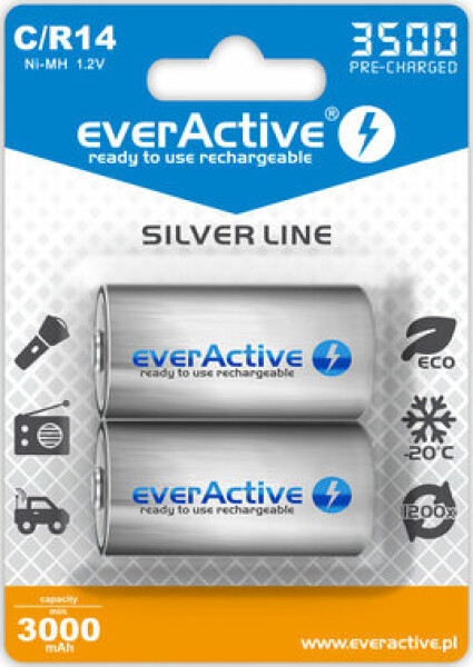 EverActive Silver Line nabíjacia batéria C (R14) 3500 mAh 2ks / Ni-MH (EVHRL14-3500)