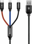 Baseus 3v1 kábel USB-A na Lightning amp; USB-C amp; microUSB čierna / 1.2 m (31567-uniw)