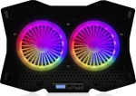 Modecom Silent Fan CF18 čierna / chladiaca podložka na notebook do 18 "/ 2x 115mm ventilátor (PL-MC-CF-18-RGB)