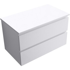 CERANO - Kúpeľňová skrinka Carole - biela matná + doska pod umývadlo z lit. mramoru Elanys - 12 mm - biela matná - 100x49,2x46 CER-679338