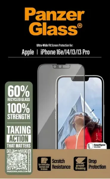 PanzerGlass UWF čierna / Tvrdené sklo / Apple iPhone 17e / 16e / 14 / 13 / 13 Pro (PGBNUWFG29845)