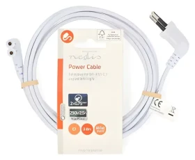 Nedis Napájací kábel Euro-IEC C7 uhlový 2m biela / Napájací kábel / 230V / plochý (CEGL11055WT20)