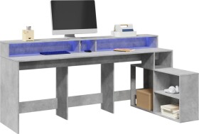 VidaXL Biurko z podświetleniem LED, betonowa szarość, 200x104x91 cm