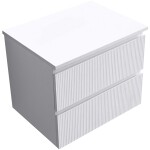 CERANO - Kúpeľňová skrinka Carole - biela matná ryhovaná + doska pod umývadlo z lit. mramoru Elanys - 12 mm - biela matná - 60x49,2x46 CER-714878
