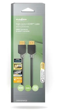 Nedis antracitová / Kábel HDMI / 4K 60Hz / 18 Gbps / ARC / Ethernet / 2 m (CVBW34000AT20)