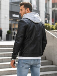 Pánska kožená bunda čierna FashionStreet TX4330 M