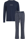 Pánske pyžamo L/S PANT SET 000NM2184E GVB tm. modré Calvin Klein