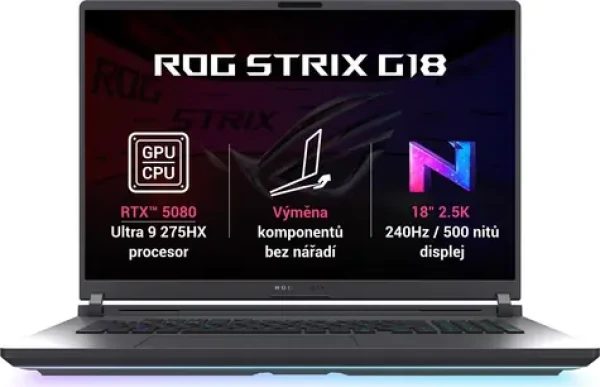Asus ROG Strix G18 čierna / 18" WQXGA / Intel Core Ultra 9 275HX 2.7GHz / 32GB / 1TB SSD / RTX 5080 / Bez OS (G815LW-NEBULA046)