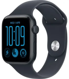 Apple Watch SE 3 (2026) GPS+Cellular 44mm Temne atramentové hliníkové telo - Námornícky modrý športový remienok M/L (MJLT4MP/A)