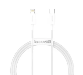 Baseus Superior biela / Kábel USB-C/Lightning / 1 m / 20W / 480 Mb/s (6953156205314)