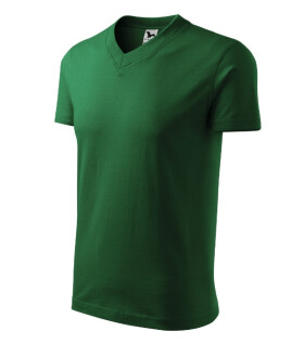 Tričko s výstrihom do V unisex fľaškovo zelená XL