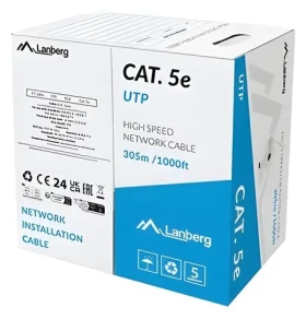 Lanberg UTP kábel Cat5e 305m drôt šedý / Sieťový kábel / CCA / Fluke Passed (LCU5-15CC-0305-S)