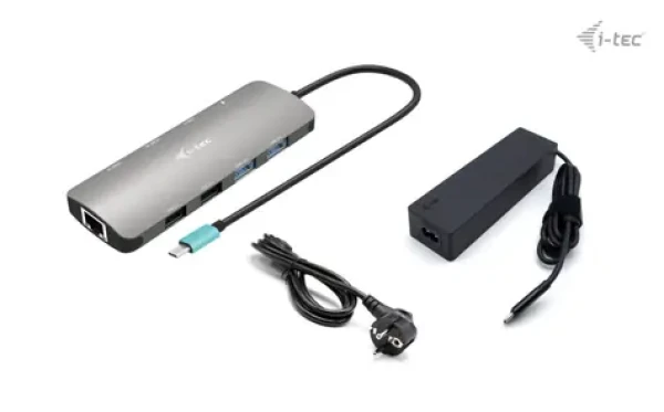 I-TEC USB-C Metal Nano Dock 100W + nabíjačka / dokovacia stanica / 2x HDMI / 1xUSB-C 2x USB3.0 2x USB 2.0 / LAN (C31NANOHDM2D100)