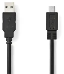 Nedis USB 2.0 kábel čierna / Kábel USB / USB-A - Micro-B / 480 Mbps / 2 m (CCGB60500BK20)